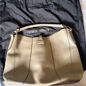 Giorgio Armani taupe/grey Leather Shoulder Bag